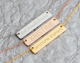 Personalized Bar Necklace - Valentine’s Gift - Name Necklace - Bridesmaid Personalized Jewelry - NB3670