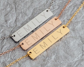 Personalized Bar Necklace - Valentine’s Gift - Name Necklace - Bridesmaid Personalized Jewelry - NB3670