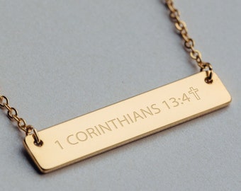 Christian Necklace - Personalized Necklace  - Bar Name Necklace - NB3670