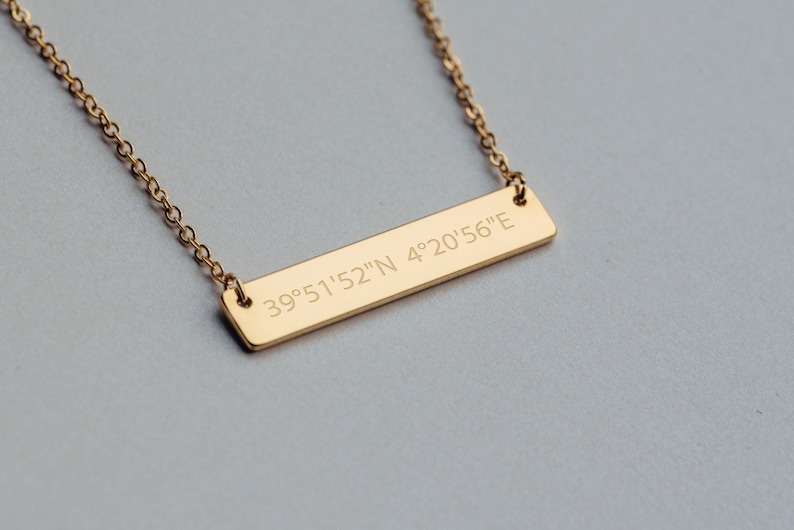 Personalized Coordinate Necklace Bar Name Necklace NB3670 image 1