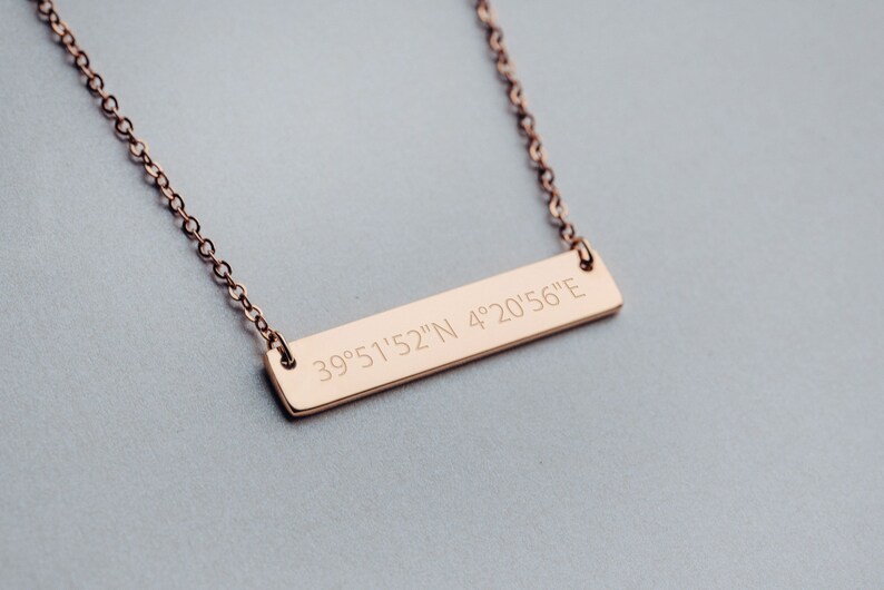 Personalized Coordinate Necklace Bar Name Necklace NB3670 image 2