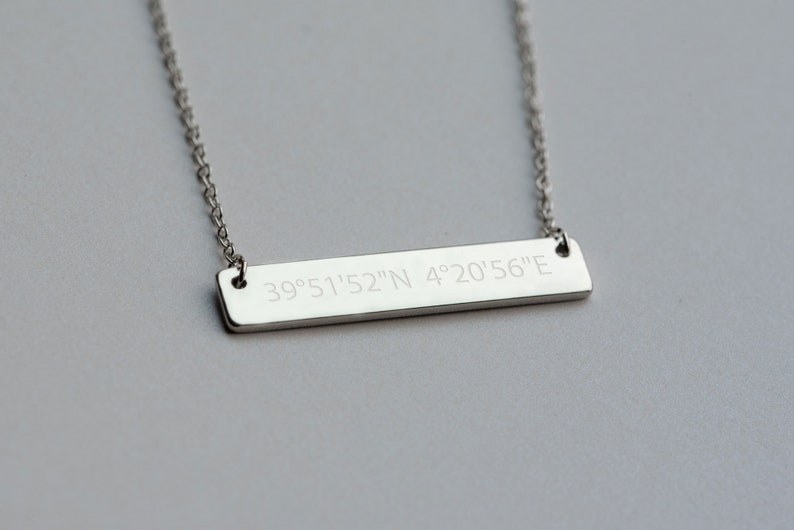 Personalized Coordinate Necklace Bar Name Necklace NB3670 image 3