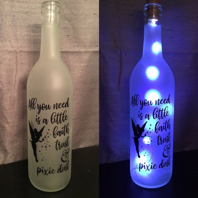 Tinkerbell/Pixie Dust Light Up Wine Bottle Etsy