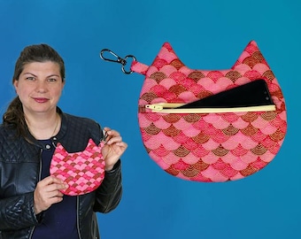 Cat Zipper Pouch sewing pattern and tutorial, Cat pouch pattern, Easy DIY Gift to Sew, Zipper Pouch Pattern | VIDEO + PDF | Instant Download