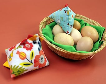 Chicken sewing pattern and tutorial, 2 SIZES | Easter sewing pattern | Easy fabric chicken pattern | VIDEO + PDF pattern | Instant Download