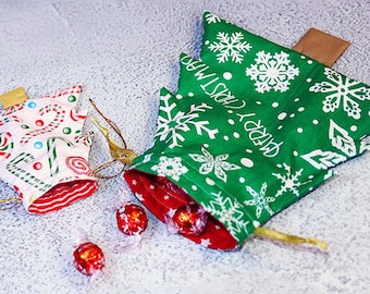 Christmas Tree Drawstring Gift Bag Sewing Pattern and tutorial, Holiday Decor, DIY Christmas gift bag, Gift ideas | VIDEO + PDF