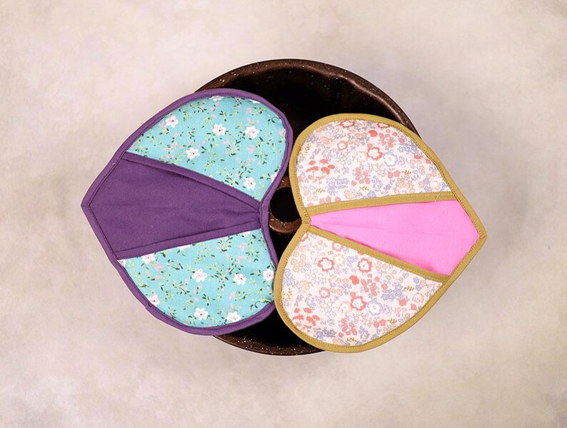 Heart Pot Holder PDF Sewing Pattern + Tutorial, Heart Hot Pad, Oven ...