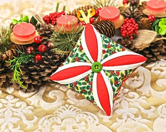 Cathedral Window Christmas Ornament Pattern and tutorial, DIY Holiday Decor, Christmas Tree Ornaments | PDF sewing pattern + VIDEO