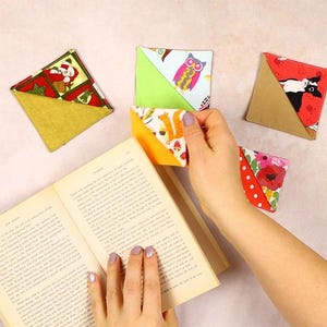 DIY Fabric Corner Bookmark Pattern and Tutorial, Corner bookmark sewing pattern, Sewn Gifts for Coworkers, Easy Gifts to Sew | VIDEO + PDF