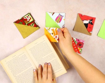 DIY Fabric Corner Bookmark Pattern and Tutorial, Corner bookmark sewing pattern, Sewn Gifts for Coworkers, Easy Gifts to Sew | VIDEO + PDF