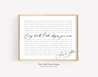 Song lyrics wall art 1st anniversary gift First dance lyrics Wedding Song lyrics print Custom song lyrics Gift For Wife Gift for Husband