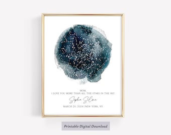 Custom Star Map: Unique Mother's Day Gift from Daughter, Personalized for New Mom, Gift for Grandma