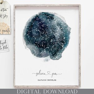 Night Sky On Specific Date Free Night Sky Custom Sky Map Print Star Chart Art Where We Met | Etsy