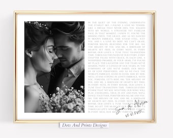 Gift on 1st anniversary, Paper anniversary gift, Personalized song lyrics gift for husband, Gift for wife, Song lyrics wall art