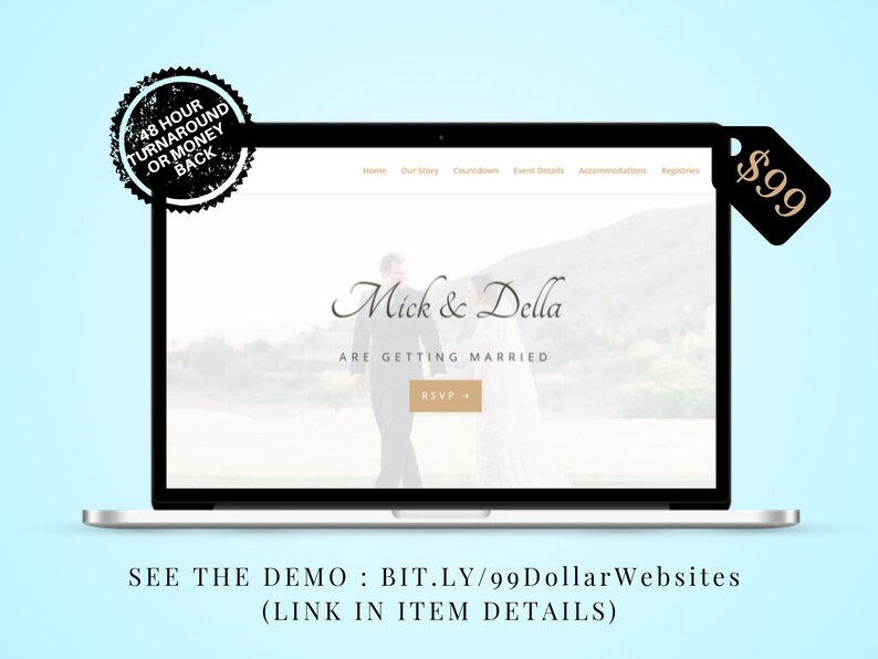 Affordable Wedding Website Simple Process Ready In 48 Hours Etsy