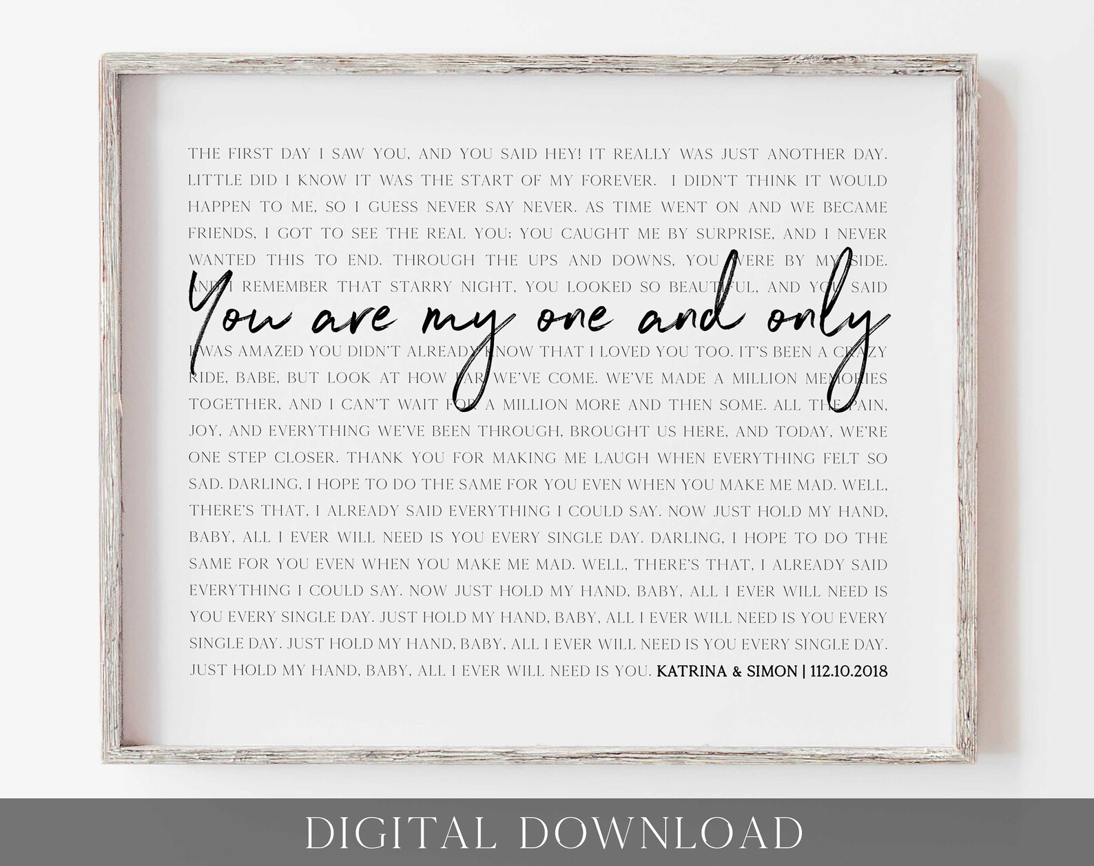 Song Lyrics Wall Art Wedding Song Lyric Art 1st Anniversary Etsy