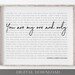Song lyrics wall art Wedding song lyric art 1st anniversary gift for husband First dance lyric gift poster Wife 