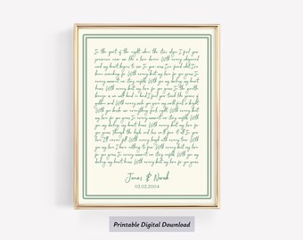Whimsical Gift: Personalized Song Lyrics for 1st, 5th, 10th Anniversary, Fun Pastel Decor, Husband Wife Gift, Printable & Quirky Wall Art