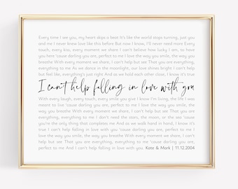 Personalized song lyrics wall art gift for husband, Gifts for him, Custom gifts for her, Art for wife, First dance song lyrics print