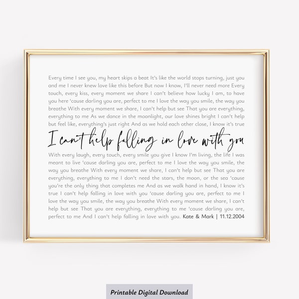 Personalized song lyrics wall art gift for husband, Gifts for him, Custom gifts for her, Art for wife, First dance song lyrics print
