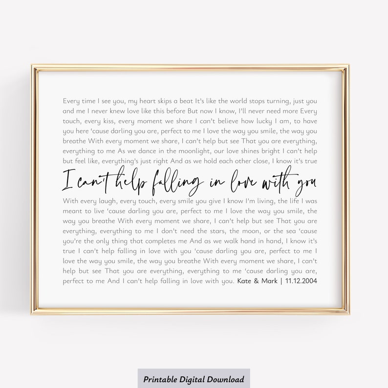Personalized song lyrics wall art gift for husband, Gifts for him, Custom gifts for her, Art for wife, First dance song lyrics print image 1