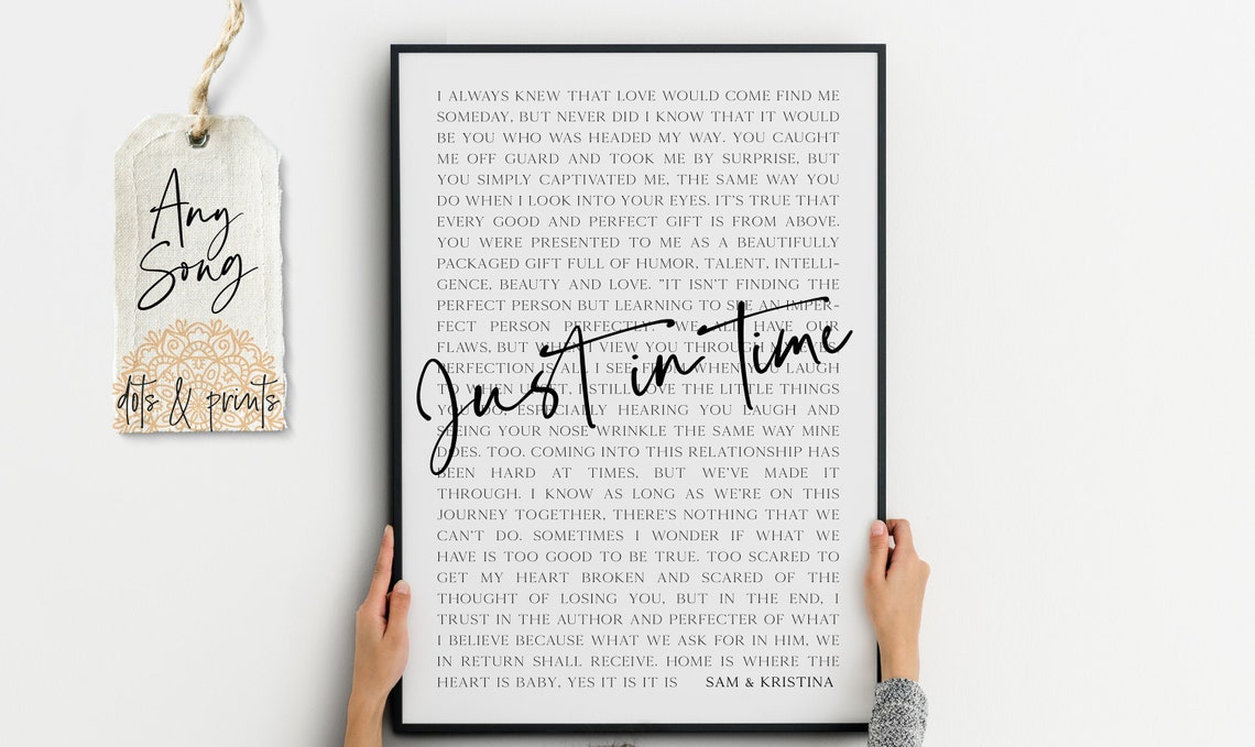 Custom Song Lyric Print Wedding Song Wall Art Paper Etsy