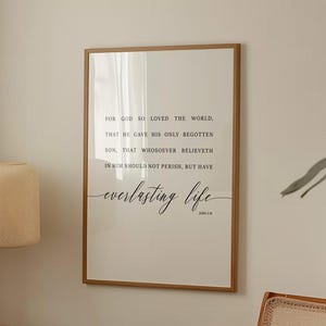 John 3:16 KJV Bible Verse Wall Art, Printable Wall Art, Scripture Downloads, Christian Wall Decor, Bible Verse, 8x10, 11x14, 16x20, A2, A3
