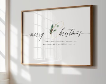 Luke 2:10 Merry Christmas Bible Verse Wall Art, Christmas Card Download, Christmas Decor Gold, Printable Wall Art, 4x6, 5x7, 8x10, 11x14, A3