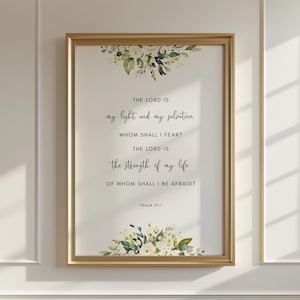 Psalm 27:1 The Lord Bible Verse Wall Art, Printable Wall Art, Scripture Print Download, Christian Wall Decor, 8x10, 11x14, 12x16, 16x20, A3