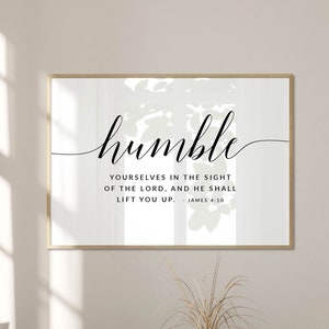 James 4:10 KJV Humble Yourselves Scripture Wall Art, Printable Wall Art, Scripture Print Download, Horizontal Bible Verse, Christian Gift