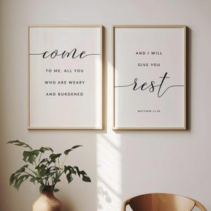 Matthew 11:28 Bible Verse Wall Art, Set of 2 Scripture Print Download, Bible Verse Printable Wall Art, Poster, 11x14, 16x20, 20x30, A3, A1