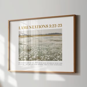 Lamentations 3:22-23 Horizontal Bible Verse Print, Printable Wall Art, Vintage Landscape Print Download, 8x10, 11x14, 16x20, 50x70cm, A3