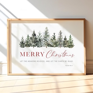 Merry Christmas Printables, Christmas Bible Verse Wall Art, WinterTrees Print Download, Christmas Decor, 5x7, 8x10, 11x14, 16x20, 20x30, A3