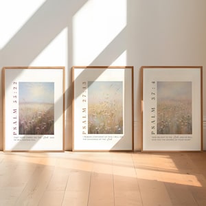 Set of 3 Bible Verse Wall Art, Psalm 27:13, Printable Wall Art, Field Landscape, Oil Painting Print Download, 11x14, 16x20, 18x24, 24x36, A2