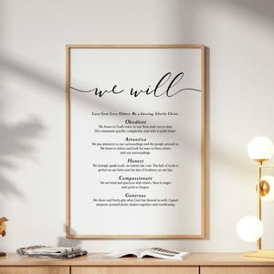 We Will Christian Family Values Wall Art Printable, Christian Mission Statement Poster, Scripture Inspired Home Decor, Family Rules