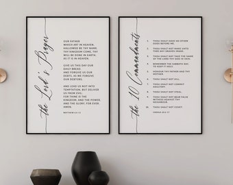 The 10 Commandments, The Lord's Prayer Wall Art, Downloadable Bible Verse Wall Art, Set Of 2 Bible Verse Download, 24x36, 16x20, 11x14, A1