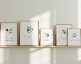 The Five Solas Wall Art, stampabile, set di 5 stampe sulla Riforma da scaricare, decorazione da parete per soggiorno, 8x10, 11x14, 12x16, 16x20, A3, A2