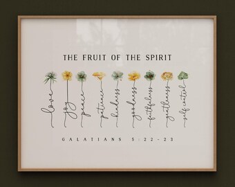 Fruit of the Spirit Wall Art, Galatians 5:22-23 Bible Verse Printable, Scripture Print, Mother’s Day Gift, Christian Home Decor, Digital Art