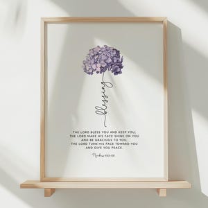 Numbers 6:24-26 Blessing Bible Verse Wall Art, Scripture Printable Wall Art, Floral Scripture Print Download, 8x10, 11x14, 12x16, 16x20, A3