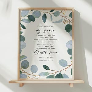 2 Corinthians 12:9 My Grace Is Sufficient Bible Verse Wall Art, Downloadable Scripture, Printable Bible Verse, 8x10, 11x14, 12x16, 16x20, A3