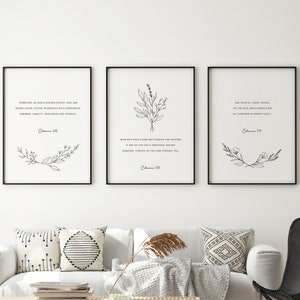 Colossians 3:12-14 Set of 3 Bible Verse Printable Wall Art, Modern ...
