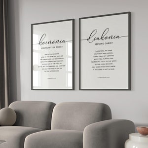Hebrews 10:24-25 Koinonia Diakonia Bible Verse Printable Wall art, Church Decor, Set of 2 Scripture Download, 16x20, 18x24, 24x36, A2, A1