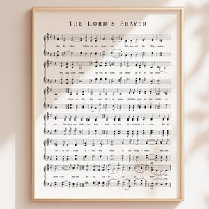 Le Notre Père, hymne, affiche murale, partition chrétienne à imprimer, téléchargement d'affiches chrétiennes, salle de piano, 8x10, 11x14, 16x20, 20x30, A3