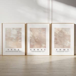 Proverbs 3:5, Set of 3 Bible Verse Wall Art, Christian Wall Art, Printable Scripture Wall Art, Hand Painted Art Print, Neutral Tone Wall Art