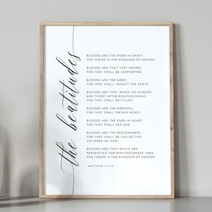 The Beatitudes Matthew 5:3-10 KJV Bible Verse Wall Art, Bible Verse Printable, Downloadable Scripture, Bible Verse Digital Print, All Sizes