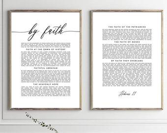 Hebrews 11 By Faith Scripture Wall Art, Printable Wall Art, Bible Verse Poster Download, Church Wall Decor, 12x16, 16x20, 18x24, 24x36, A2