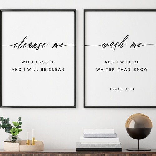 Psalm 51:7 Bible Verse Wall Art Laundry Room Sign Bathroom - Etsy