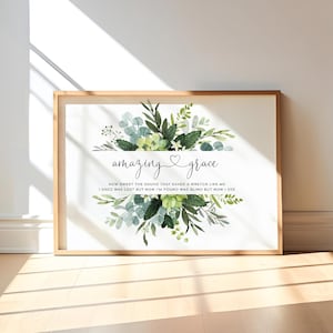 Amazing Grace Christelijke afdrukbare wandkunst, Christelijke quote digitale afdruk, Bijbelvers poster downloaden, 8x10, 11x14, 16x20, 18x24, A3, A2