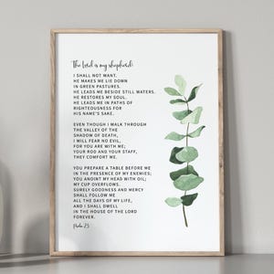 Psalm 23: Pan jest moim pasterzem, werset biblijny, grafika ścienna do druku, cyfrowy wydruk Pisma Świętego, 8x10, 11x14, 12x16, 16x20, 18x24, A4, A3