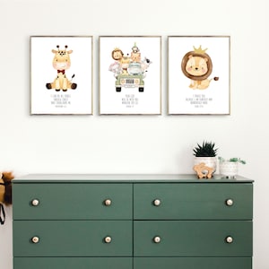 Joshua 1:9 Nursery Bible Verse Wall Art, Set of 3 Printable Wall Art, Kids Digital Prints, Kids Room Decor, 8x10, 11x14, 16x20, A3